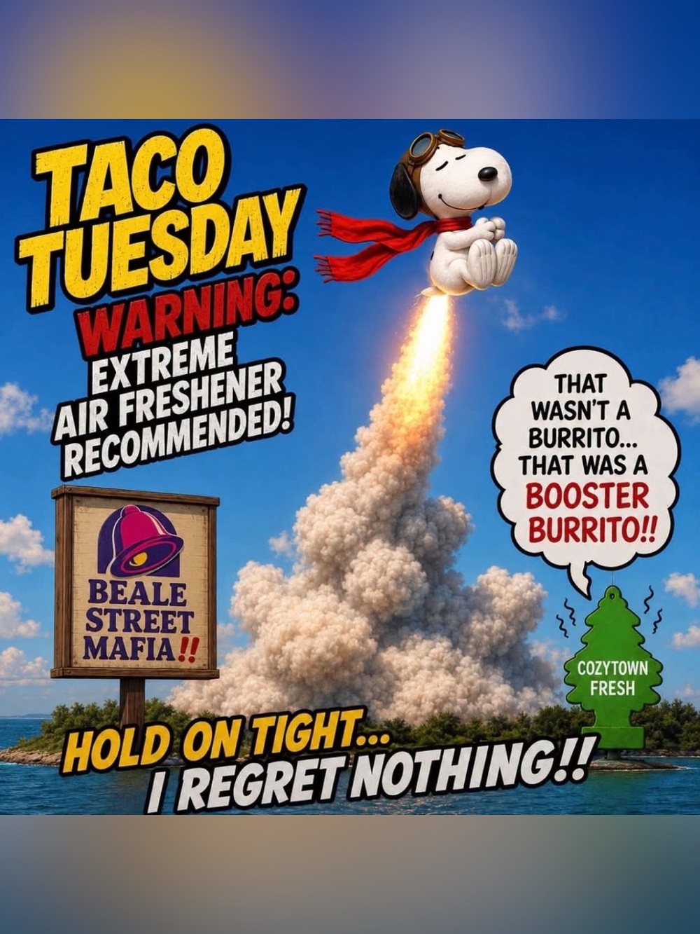 Taco Tuesday Snoopy Rocket Poster - Blue